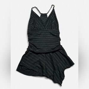 Studio Y Black and Silver Striped Top